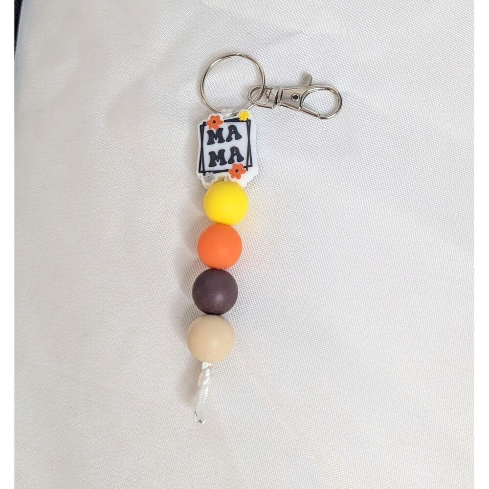 Handmade Silicone Bead Keychain/Bag Charm - Mama
